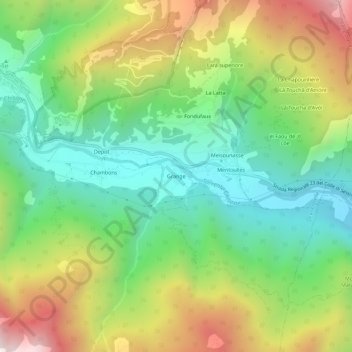 Mappa topografica Grange, altitudine, rilievo