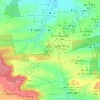 Mappa topografica Königsthal, altitudine, rilievo
