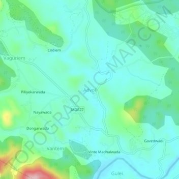 Mappa topografica Advoi, altitudine, rilievo