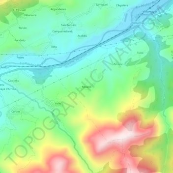 Mappa topografica Melardi, altitudine, rilievo