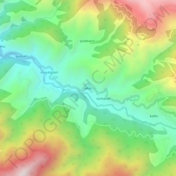 Mappa topografica sakari, altitudine, rilievo