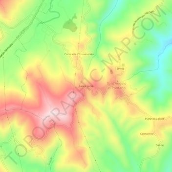 Mappa topografica Santa Lucia, altitudine, rilievo