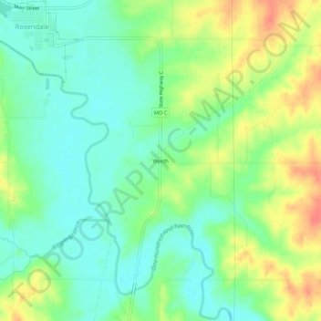 Mappa topografica Wyeth, altitudine, rilievo