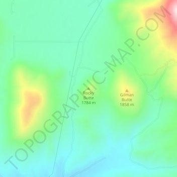 Mappa topografica Rocky Butte, altitudine, rilievo