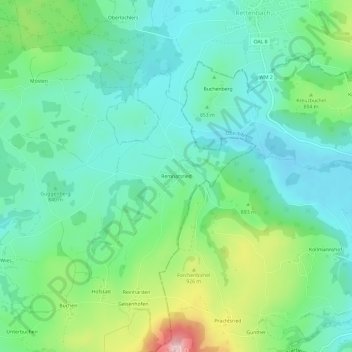 Mappa topografica Remnatsried, altitudine, rilievo