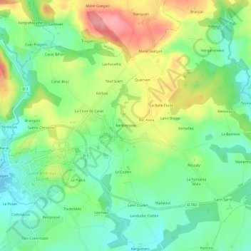 Mappa topografica Kerfontaine, altitudine, rilievo