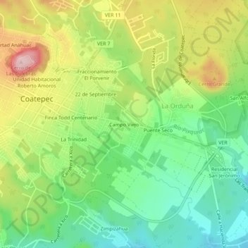 Mappa topografica Campo Viejo, altitudine, rilievo