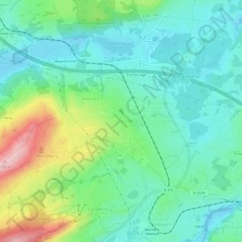 Mappa topografica Oy, altitudine, rilievo