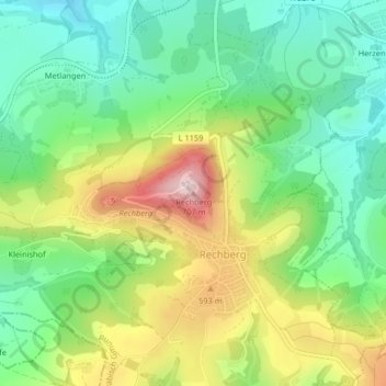 Mappa topografica Rechberg, altitudine, rilievo