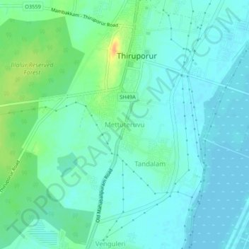 Mappa topografica Mettuteruvu, altitudine, rilievo