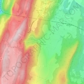 Mappa topografica Volognat, altitudine, rilievo