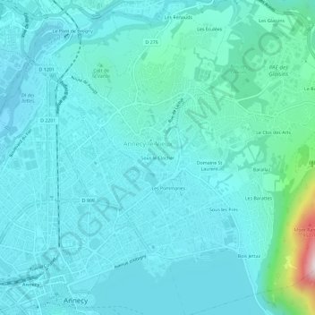 Mappa topografica Sous le Clocher, altitudine, rilievo