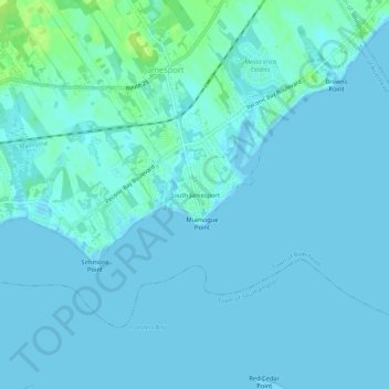 Mappa topografica South Jamesport, altitudine, rilievo