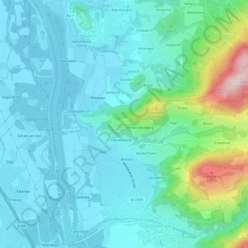 Mappa topografica Vordersteinberg, altitudine, rilievo