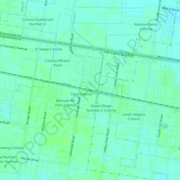 Mappa topografica Val Verde, altitudine, rilievo