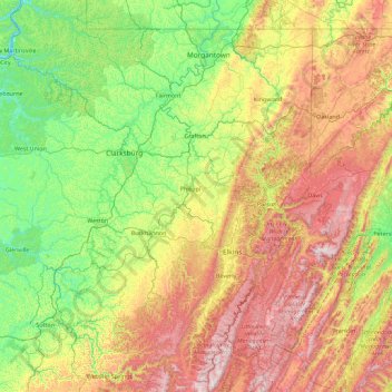 Mappa topografica Barbour, altitudine, rilievo
