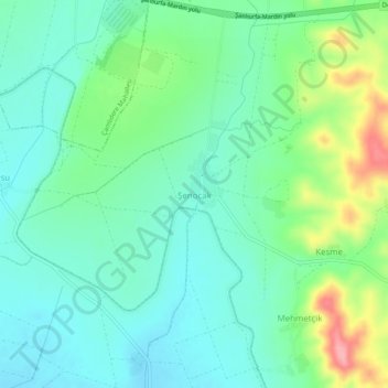 Mappa topografica Şenocak, altitudine, rilievo