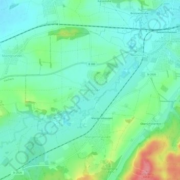 Mappa topografica Wollishausen, altitudine, rilievo