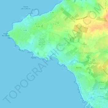 Mappa topografica Lerat, altitudine, rilievo