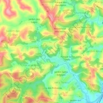 Mappa topografica Sitio Borda da Mata, altitudine, rilievo