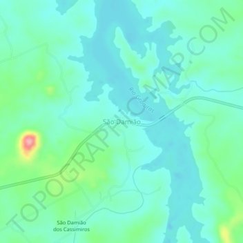 Mappa topografica São Damião, altitudine, rilievo