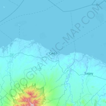 Mappa topografica Cadiz, altitudine, rilievo