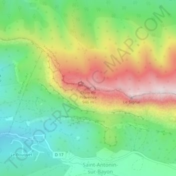 Mappa topografica Croix de Provence, altitudine, rilievo