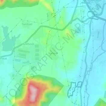 Mappa topografica Vadwal, altitudine, rilievo