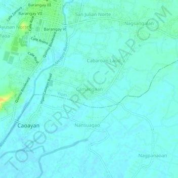 Mappa topografica Camangaan, altitudine, rilievo
