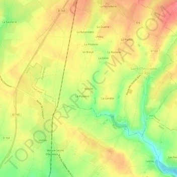 Mappa topografica Boisne, altitudine, rilievo
