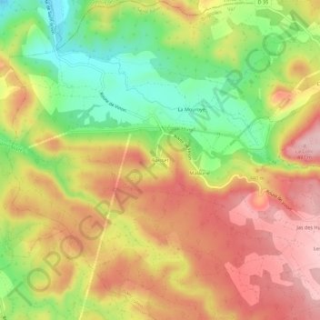 Mappa topografica Boisset, altitudine, rilievo