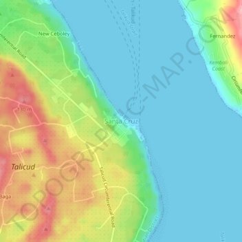 Mappa topografica Santa Cruz, altitudine, rilievo