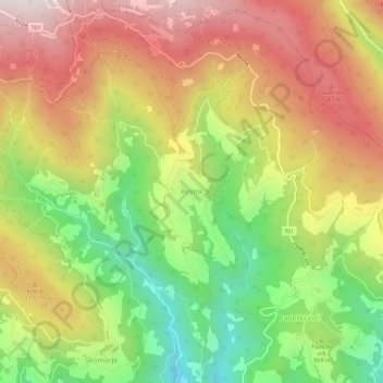 Mappa topografica Resnik, altitudine, rilievo