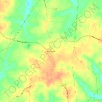 Mappa topografica Somerville, altitudine, rilievo