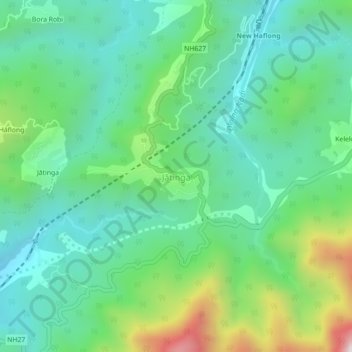 Mappa topografica Jatinga, altitudine, rilievo