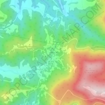Mappa topografica Mace, altitudine, rilievo