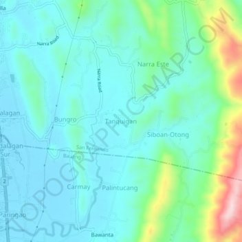 Mappa topografica Tanquigan, altitudine, rilievo