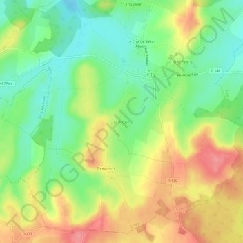 Mappa topografica La Brosse, altitudine, rilievo