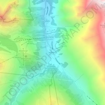 Mappa topografica Mittelberg, altitudine, rilievo
