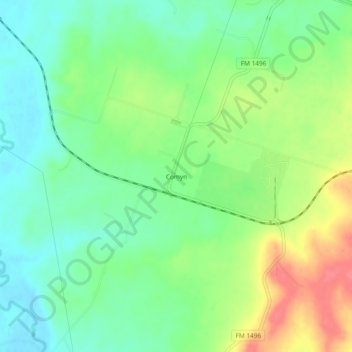 Mappa topografica Comyn, altitudine, rilievo