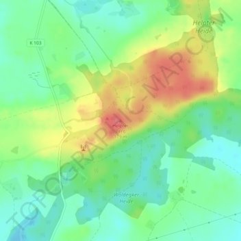 Mappa topografica Helpter Berg, altitudine, rilievo