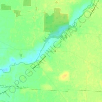 Mappa topografica Westfield, altitudine, rilievo
