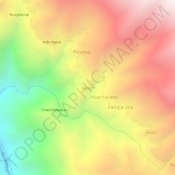Mappa topografica Apuri, altitudine, rilievo