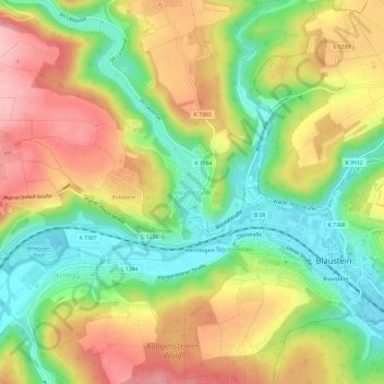 Mappa topografica Herrlingen, altitudine, rilievo