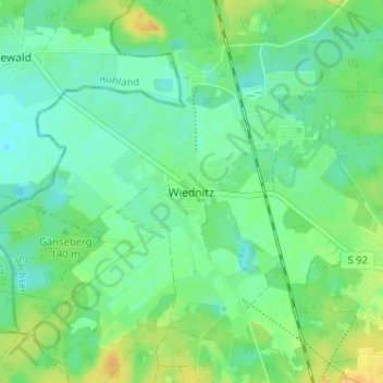 Mappa topografica Wiednitz, altitudine, rilievo