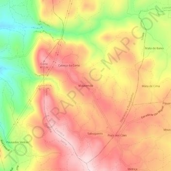 Mappa topografica Malavenda, altitudine, rilievo