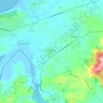 Mappa topografica Suesa, altitudine, rilievo