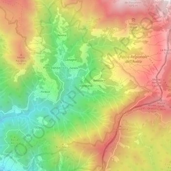 Mappa topografica Vallepiana, altitudine, rilievo