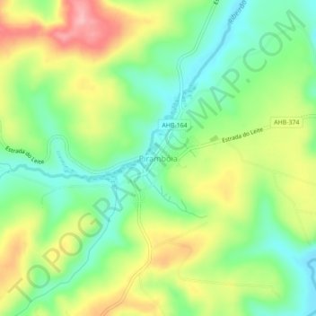 Mappa topografica Pirambóia, altitudine, rilievo