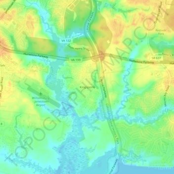 Mappa topografica Kingspoint, altitudine, rilievo